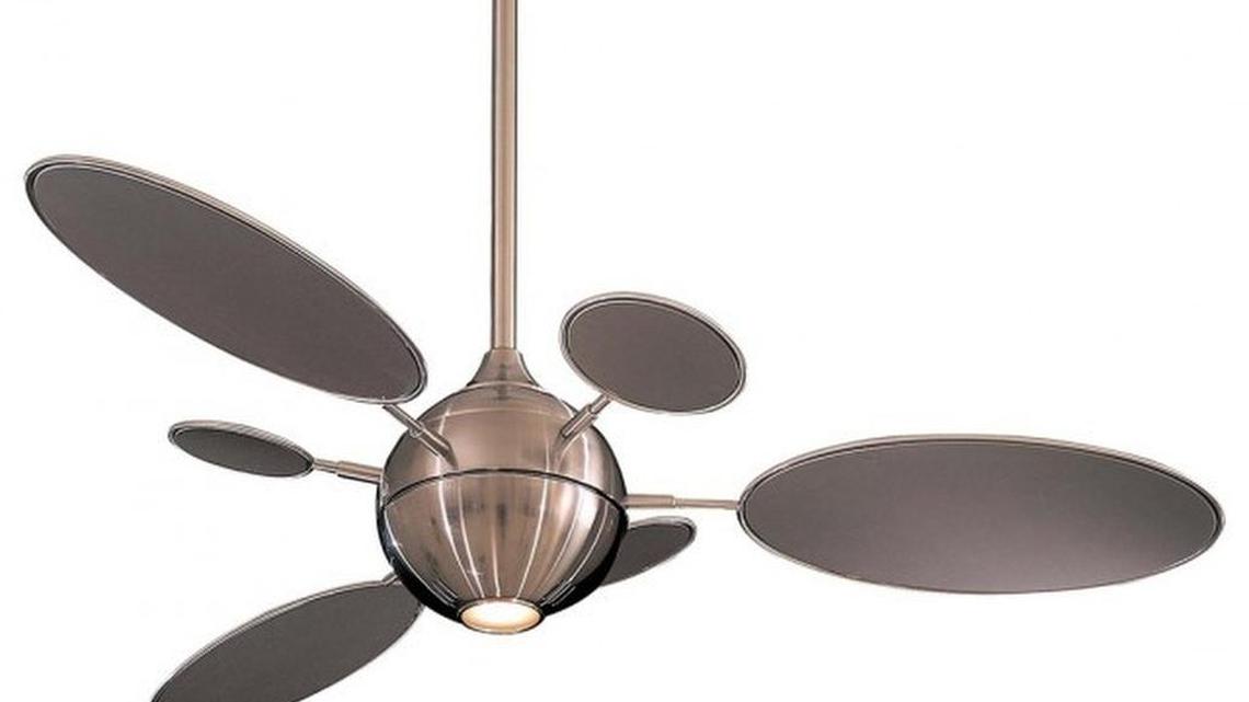 
With its varying sized pod-shaped blades, Mink Aire’s Cirque ($524.95, Wilson Lighting) is futuristic and sculptural.
