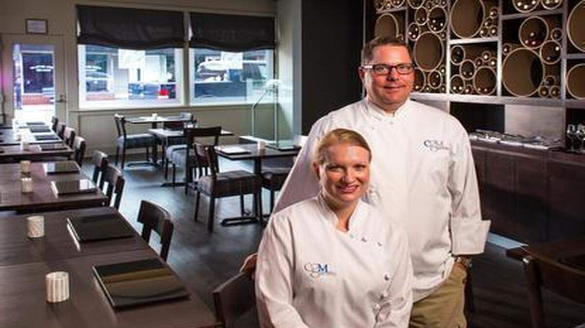
Bluestem owners Megan and Colby Garrelts at their renovated Westport restaurant.
