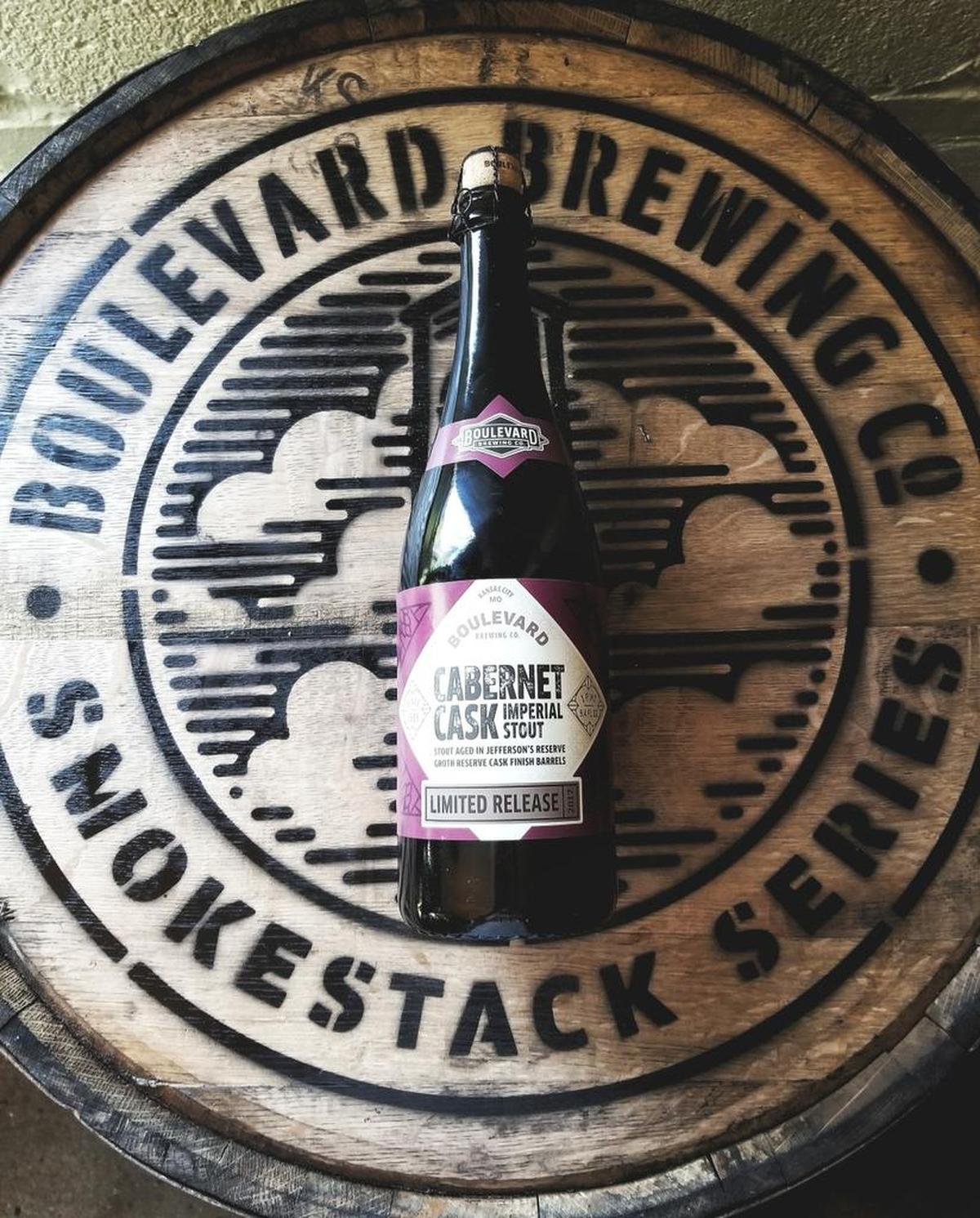 Cabernet Cask Imperial Stout, a limited-release Smokestack Series beer, was made by aging stout for two years in barrels that once held Jefferson’s Reserve Groth Reserve Cask Finish Very Old Straight Bourbon Whiskey.
