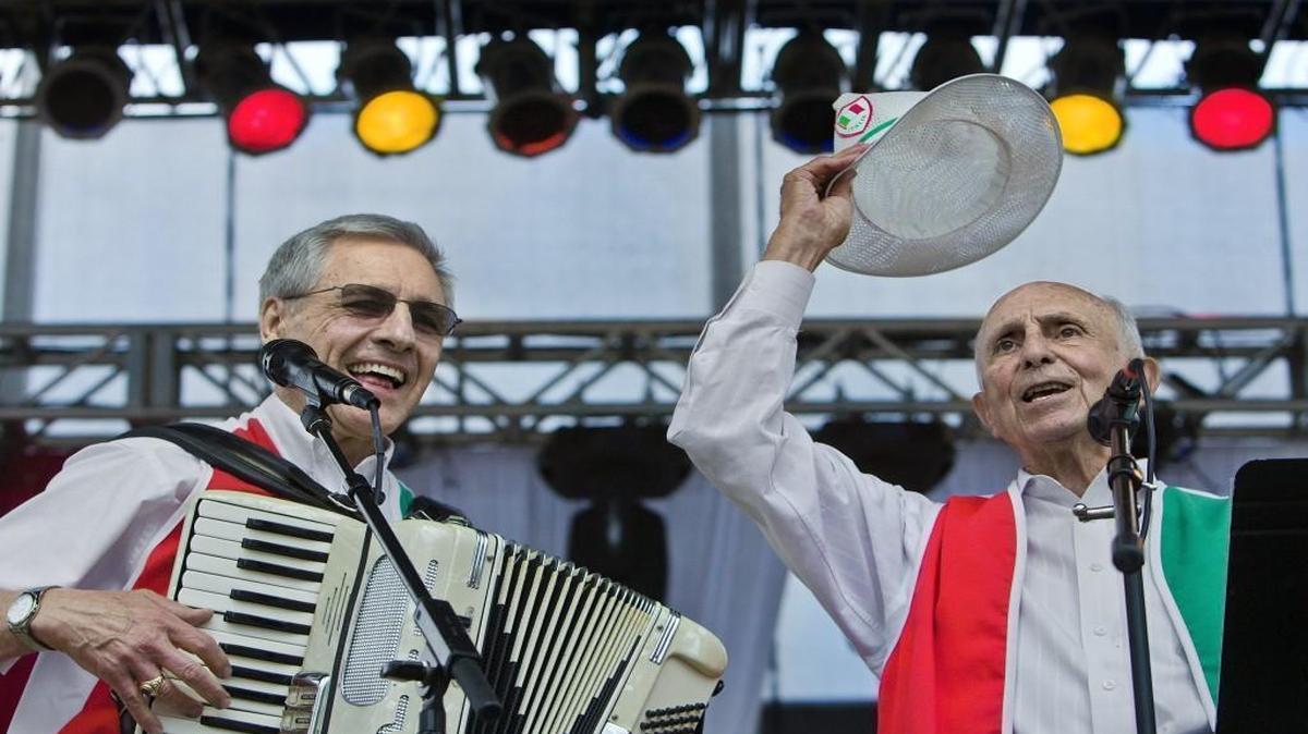 Anthony Barulich (left) and Jim Cariddi perform with their band the Gumbas during a recent Festa Italiana.