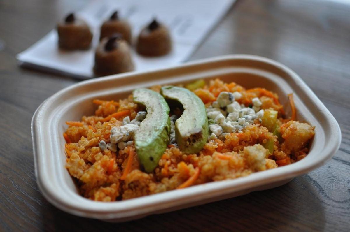 T.Loft’s spicy chicken bowl and protein balls.