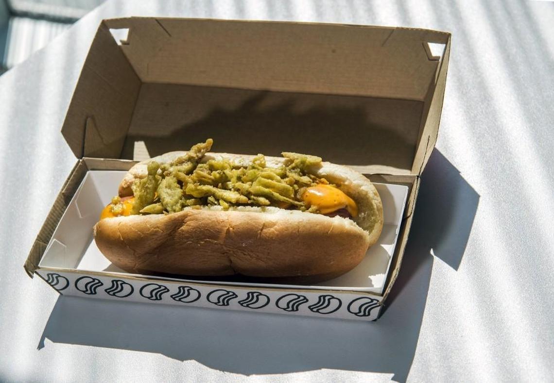 AMC Theatres’ new Feature Fare menu boasts four loaded hot dogs, including the Spicy Sriracha (shown here), Royal Garden, Mustard and Kraut and Chili Cheese. “We’re telling a food story,” says Nels Storm, senior director of culinary at AMC. “Three is good, but four is better.”