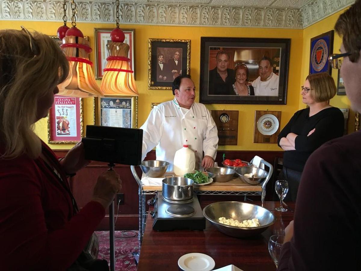 Chef Jasper Mirabile makes tableside mozzarella at his Jasper’s Restaurant.