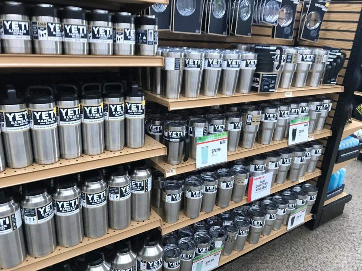 The Yeti cooler display takes up several aisles at the Scheels in Overland Park.