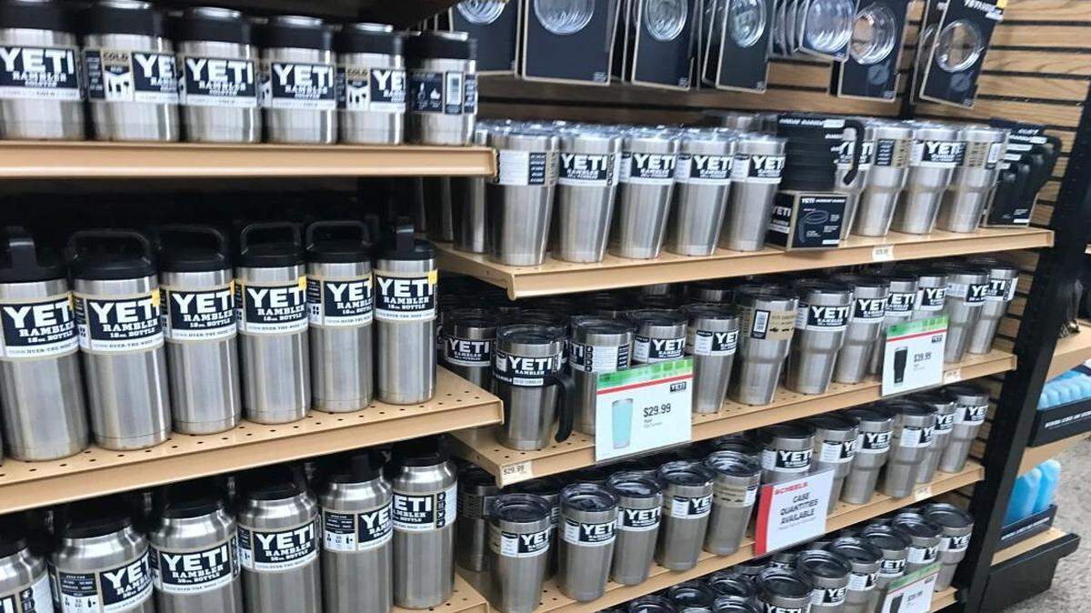 The Yeti cooler display takes up several aisles at the Scheels in Overland Park.
