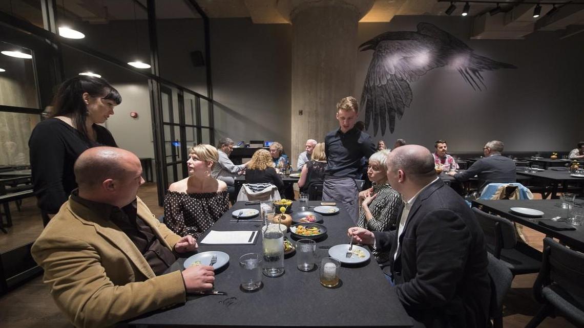 Christina Corvino (left) spoke with diners during a family and friends soft opening March 29 at Corvino Supper Club & Tasting Room.