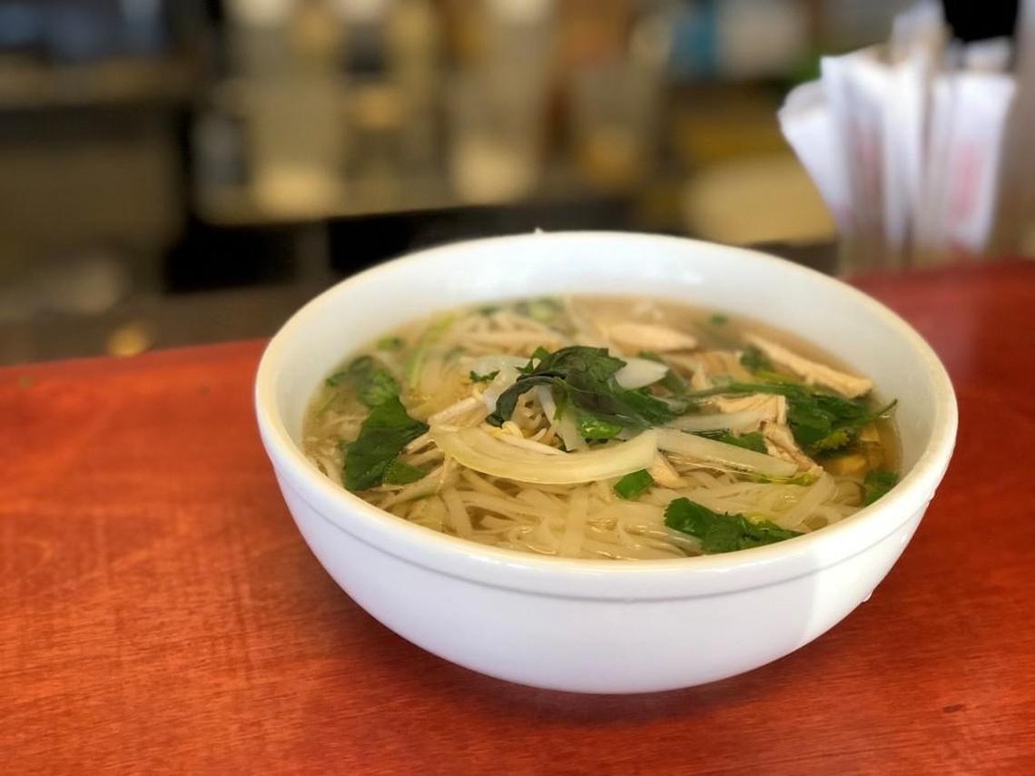 Beef broth is the base for the satisfying pho at Little Saigon, a family-owned Vietnamese cafe in Lawrence.