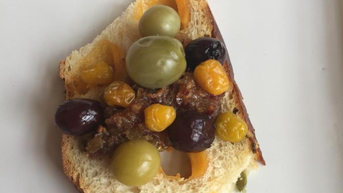 Farm to Market developed a bruschetta recipe that features bacon jam from Our Sassy Pantry and pickled grapes from KC Canning Co., both local artisan food companies.