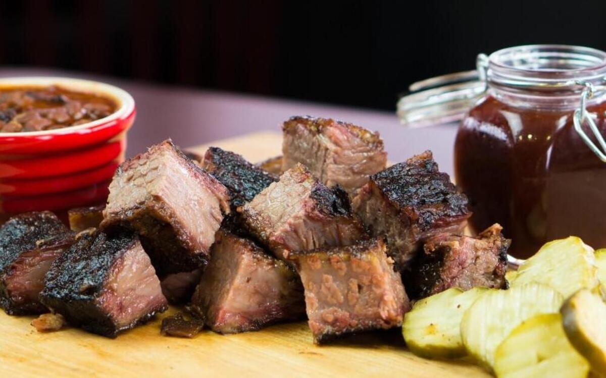 The Plowboys burnt ends smokes for nine hours. It is available regularly at the Blue Springs location but only on Wednesdays and Fridays at the Kansas City location.