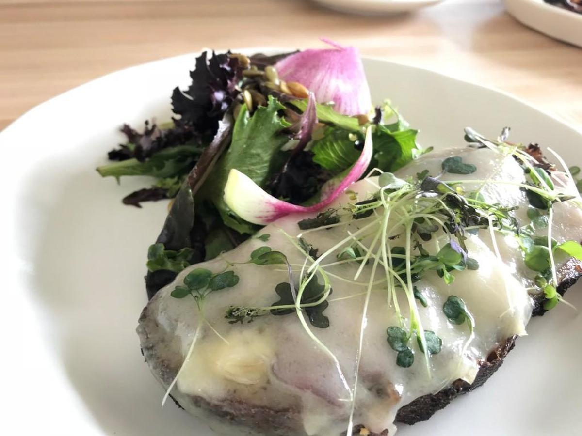 The pastrami tartine is a lunch option featuring house-cured pastrami, sauerkraut and Thousand Island dressing with gruyere, $10 for lunch.