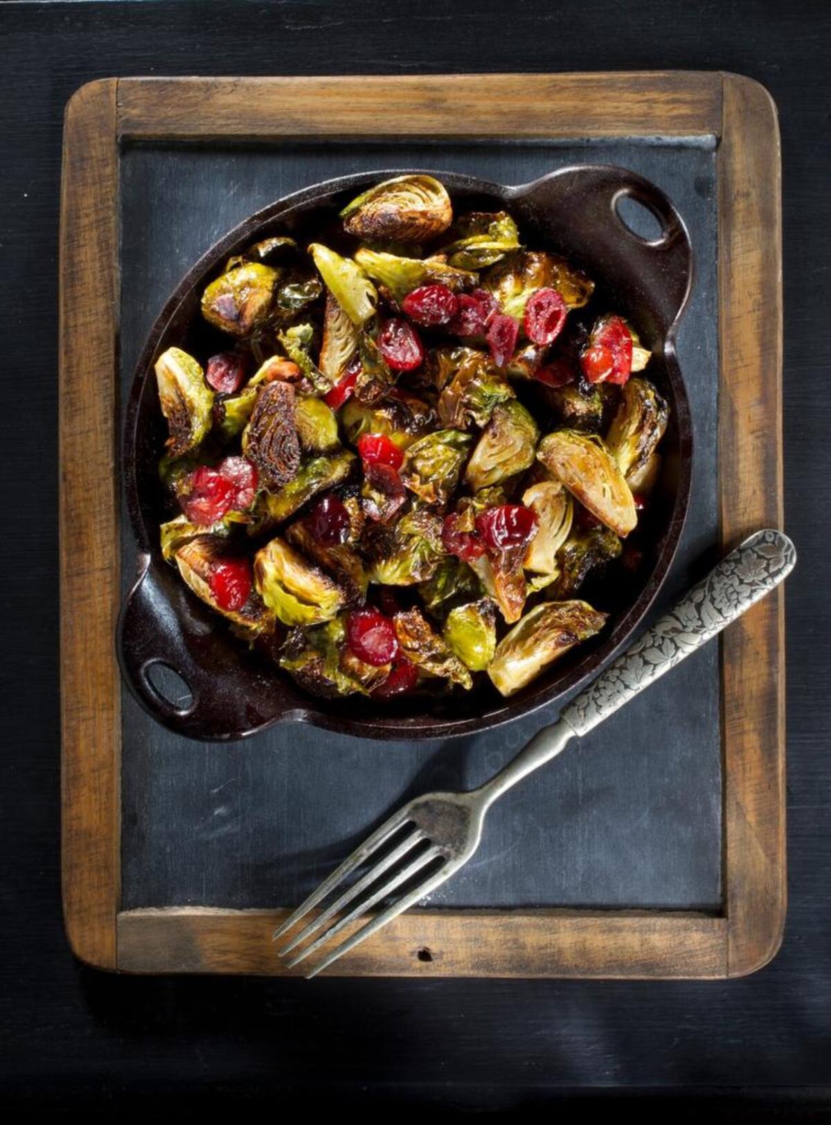 Roasted Brussels sprouts with pickled cranberries and plum vinaigrette by Ryan Brazeal of Novel restaurant.