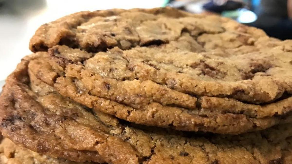 These gigantic rippled chocolate chip cookies are a a worthy internet sensation. This batch went out in some college care packages.