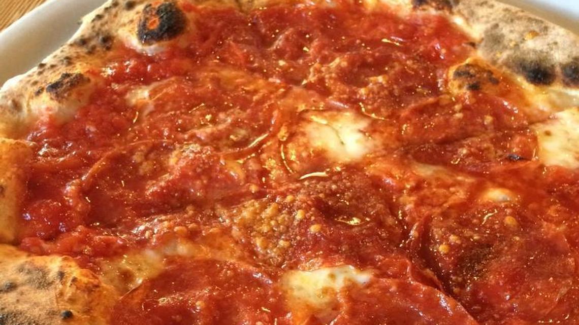 A cellphone pic of a pepperoni with honey pizza from Il Lazzarone