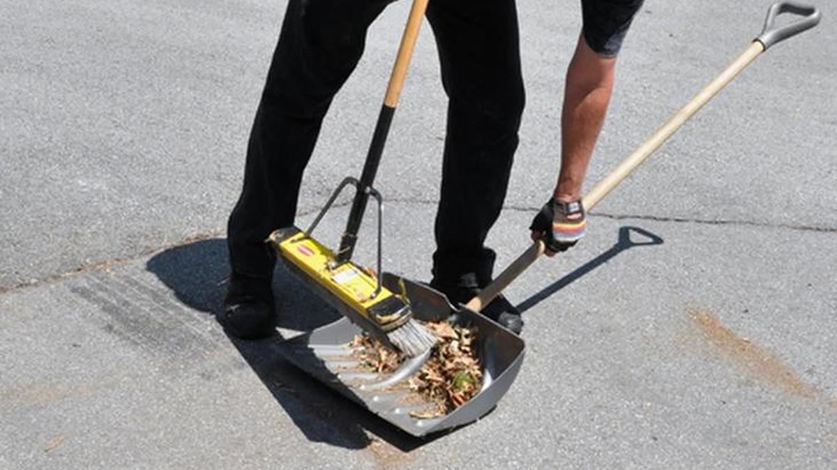 
Sweeping leaves

