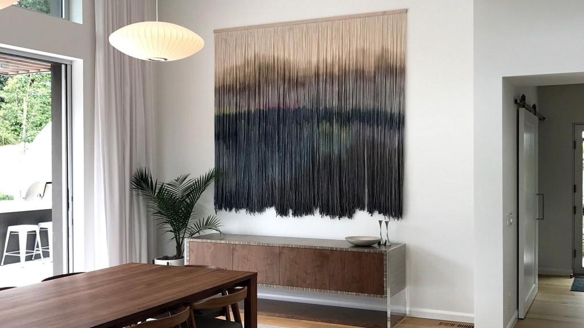 Whisker Row weavings can be made up to 4 feet wide, and dip-dyed tapestries can be up to 8 feet wide.