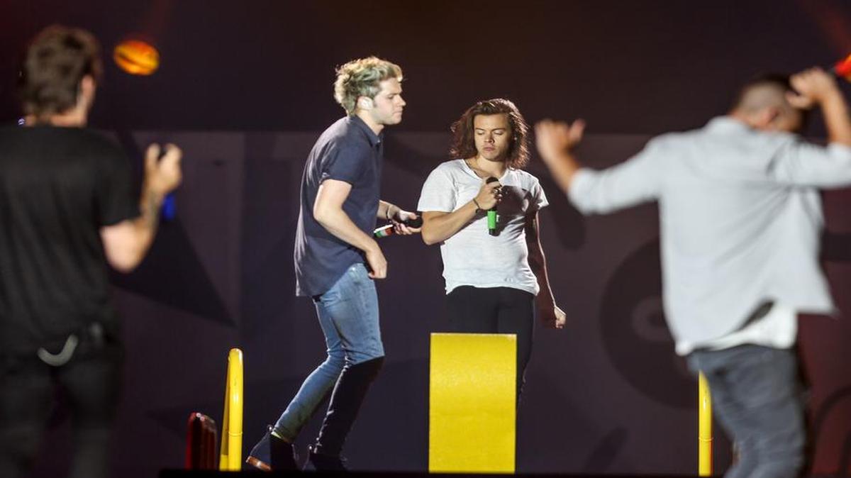 
On stage: Louis Tomlinson (from left), Niall Horan, Harry Styles and Liam Payne.
