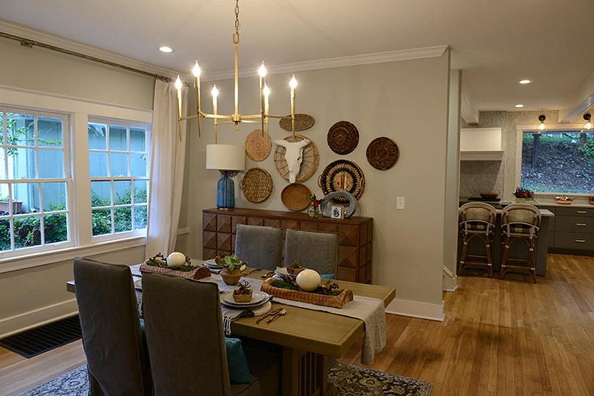 The dining room of the Locust house after Tamara Day and the “Bargain Mansions” crew renovated it.