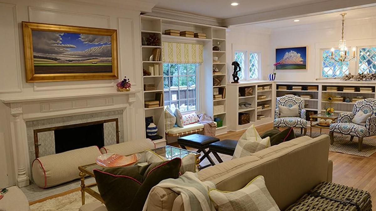 The newly renovated living room is bright and airy.