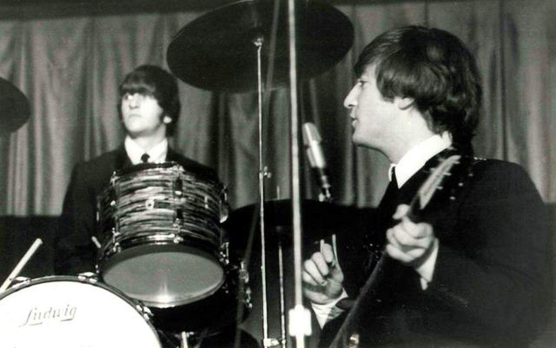 Ringo Starr, left, and John Lennon and the rest of the Beatles played at Municipal Stadium in Kansas City on Sept. 17, 1964.