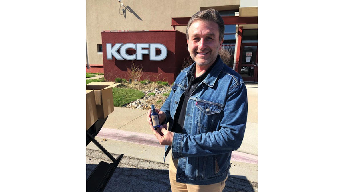 Vince Sanders, CEO of CBD American Shaman delivered boxes of hand sanitizer to fire stations around Kansas City