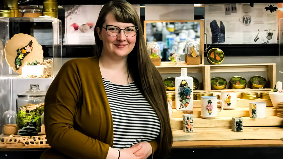 Kate Schroeder’s work reflects her life experiences through botany, braille and bad words