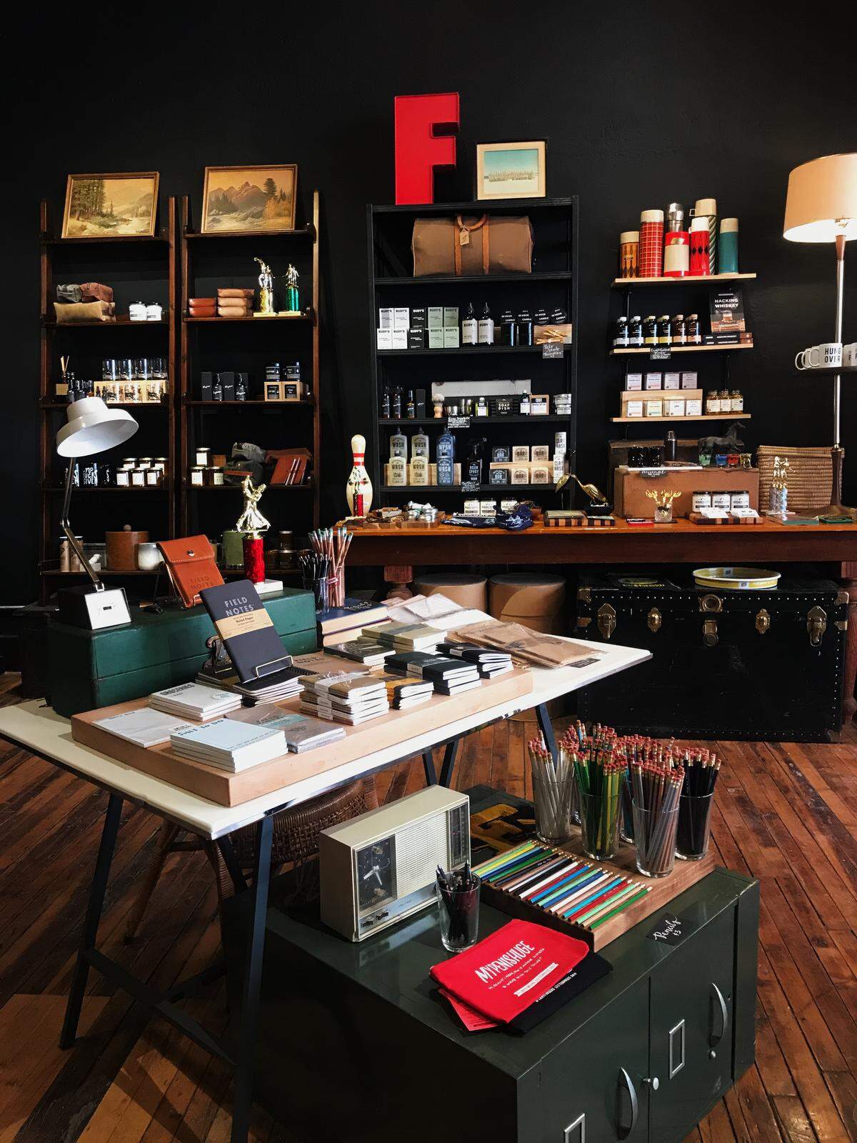 The interior of Fetch, a West Bottoms stationery, gift and vintage clothing store.