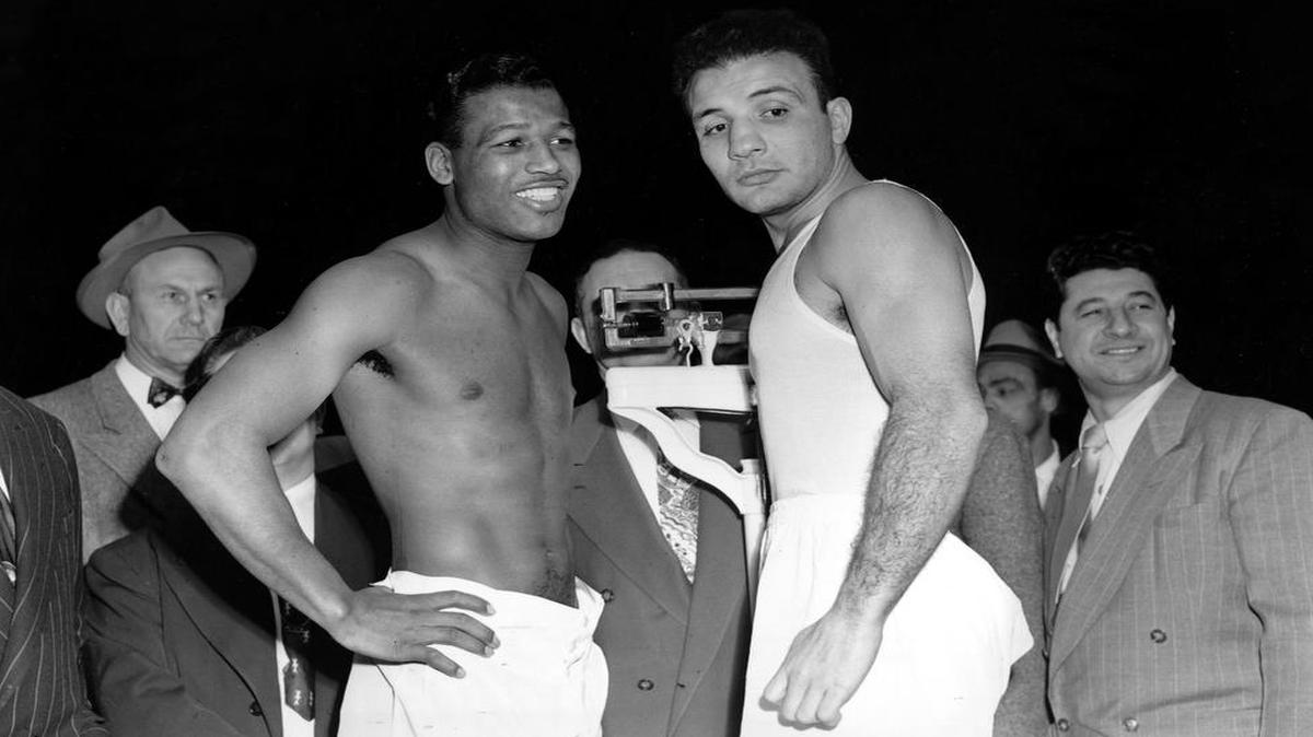 Jake LaMotta (right), who died Sept. 19, fought Sugar Ray Robinson (left) six times, handing him his first defeat in 1943.