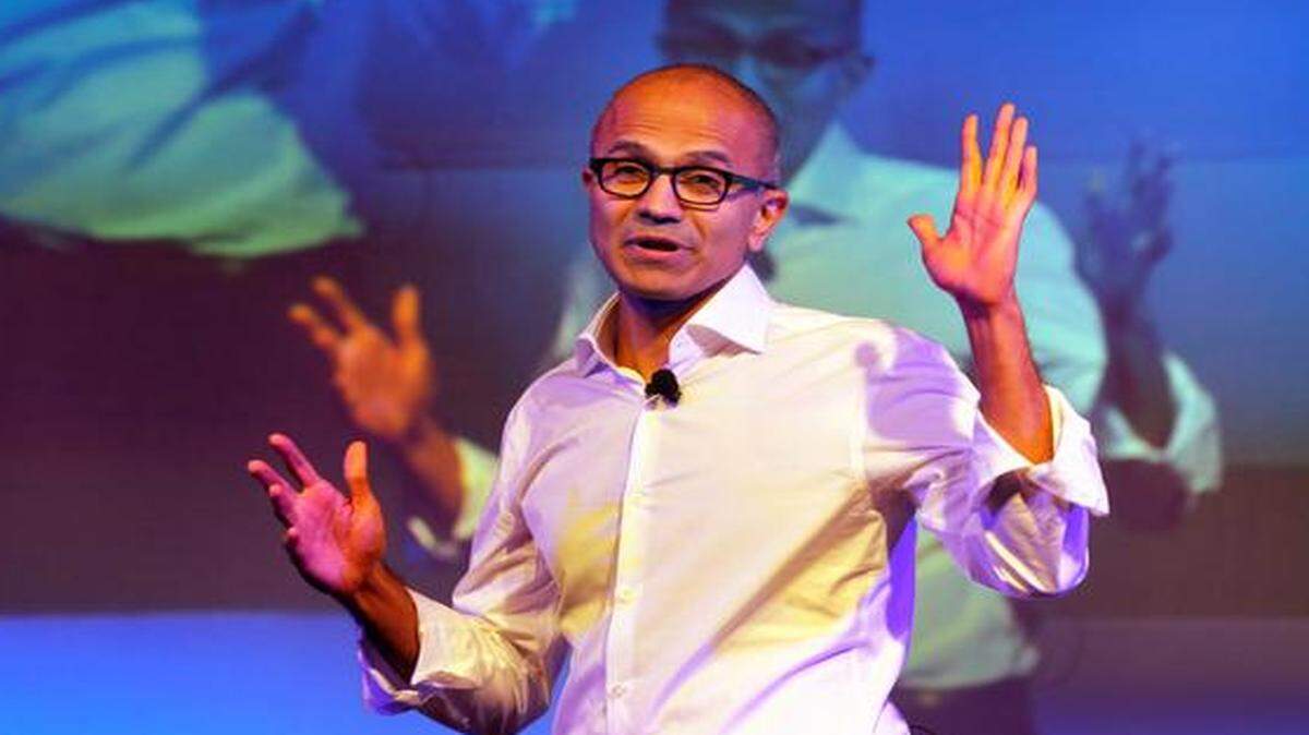 
Microsoft Chief Executive Officer Satya Nadella, shown here speaking to students in New Delhi last month, is being criticized for comments he made Thursday saying women don’t need to ask for a raise. 
