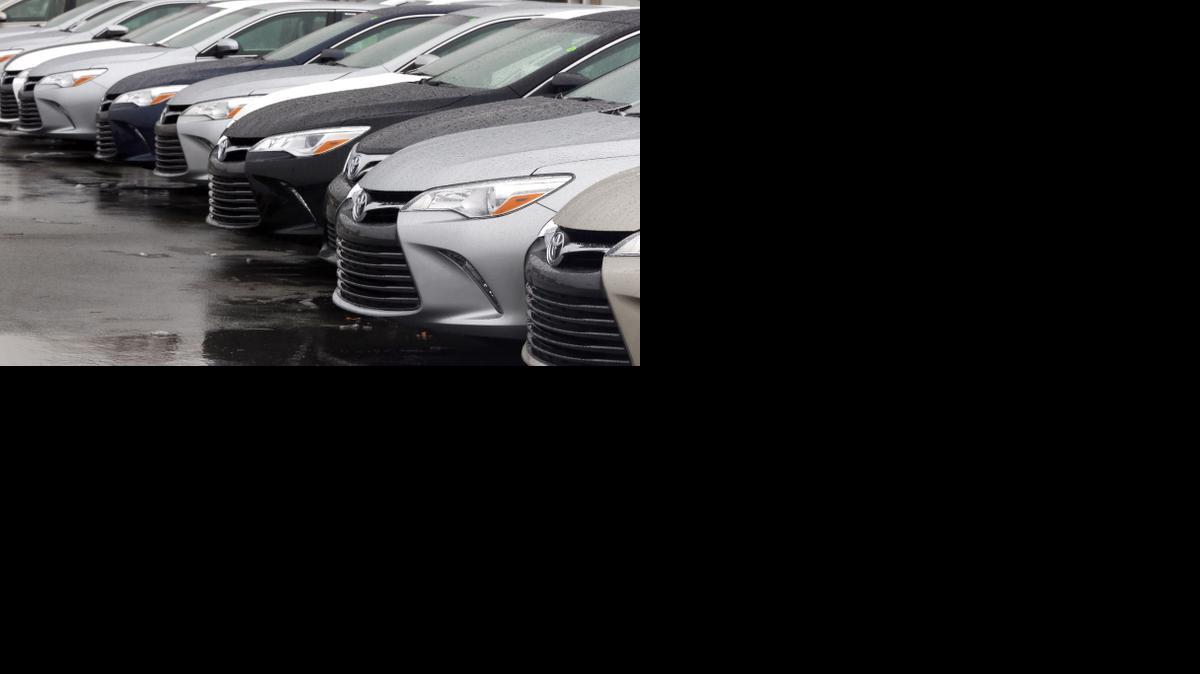 
Toyotas lined up for sale at a dealership in Danvers, Mass. 
