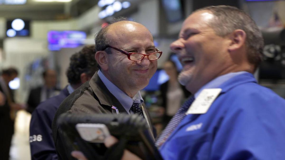 
The mood was giddy Thursday on the floor of the New York Stock Exchange.
