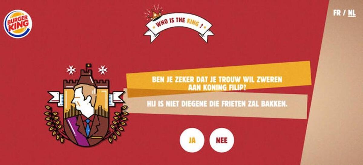 Burger King has asked the people of Belgium to choose between the country’s King Philippe and the company’s mascot.