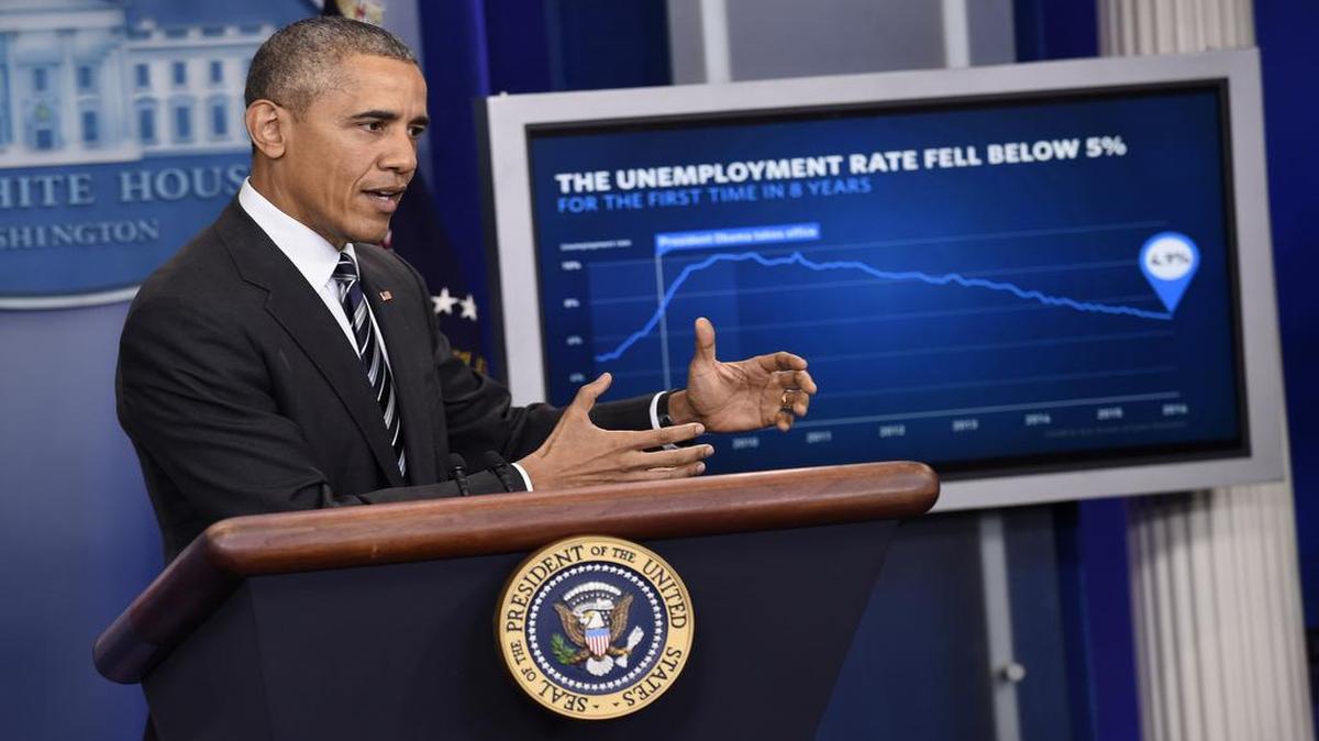 President Barack Obama spoke about the economy Friday during a news conference in the White House. The president said the U.S. has the strongest, most durable economy in the world. He pointed to wage and income growth, job growth, lower oil prices and increasing health insurance as evidence.