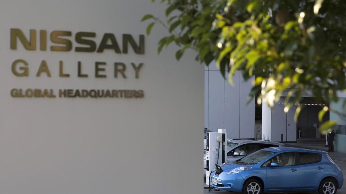 A Nissan Leaf outside the company’s headquarters in Yokohama, Japan