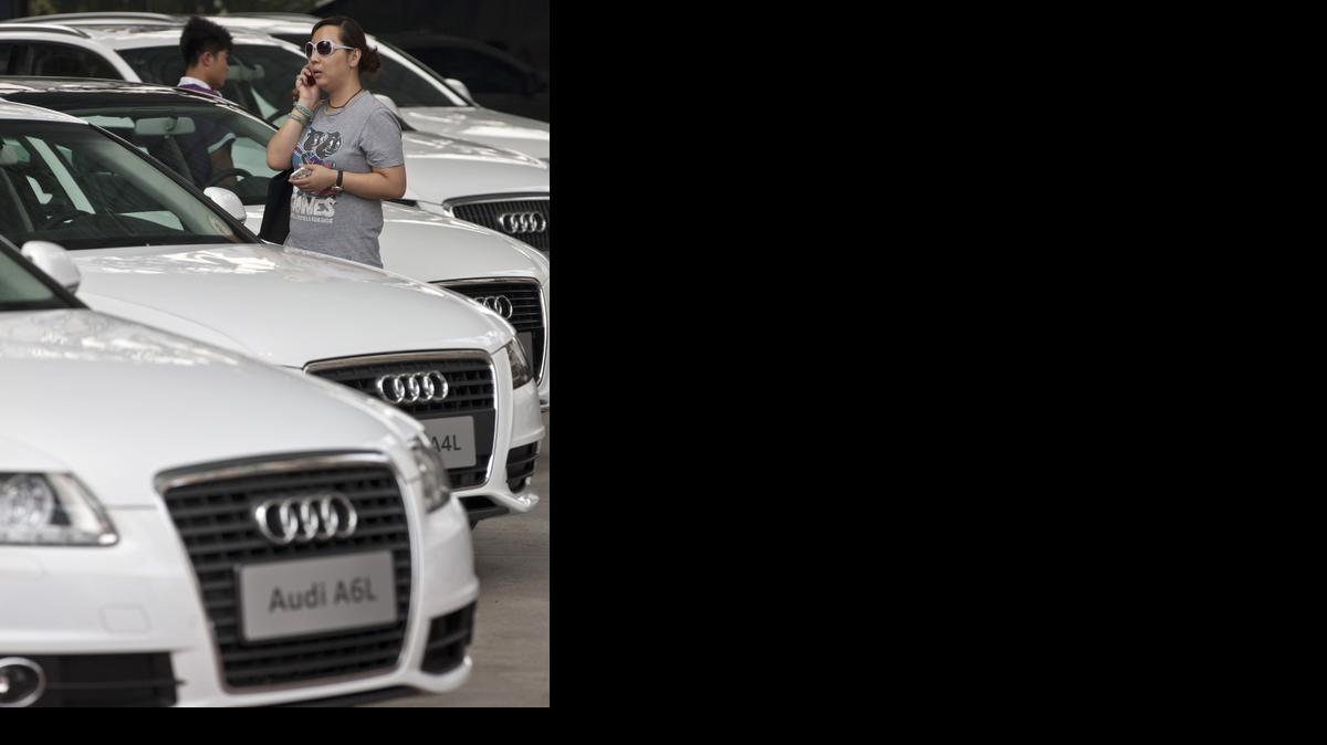 
Audi models on display in Beijing.
