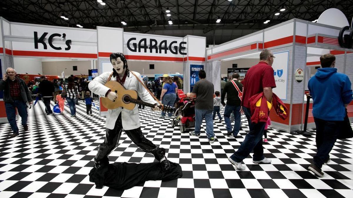 Visitors streamed past Elvis on Saturday at the Greater Kansas City International Auto Show at Bartle Hall. The Auto show continues Sunday from 10 a.m. to 6 p.m.