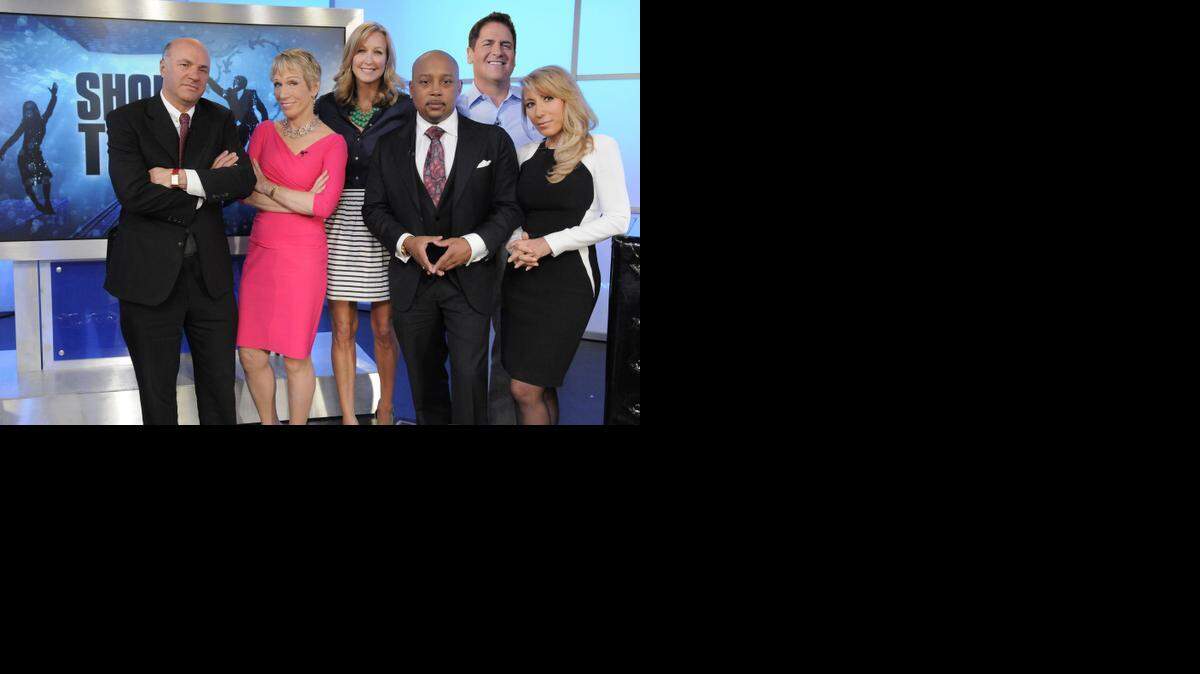 
“Shark Tank” moguls are (from left) Kevin O’Leary, Barbara Corcoran, Lara Spencer, Daymond John, Mark Cuban and Lori Greiner.
