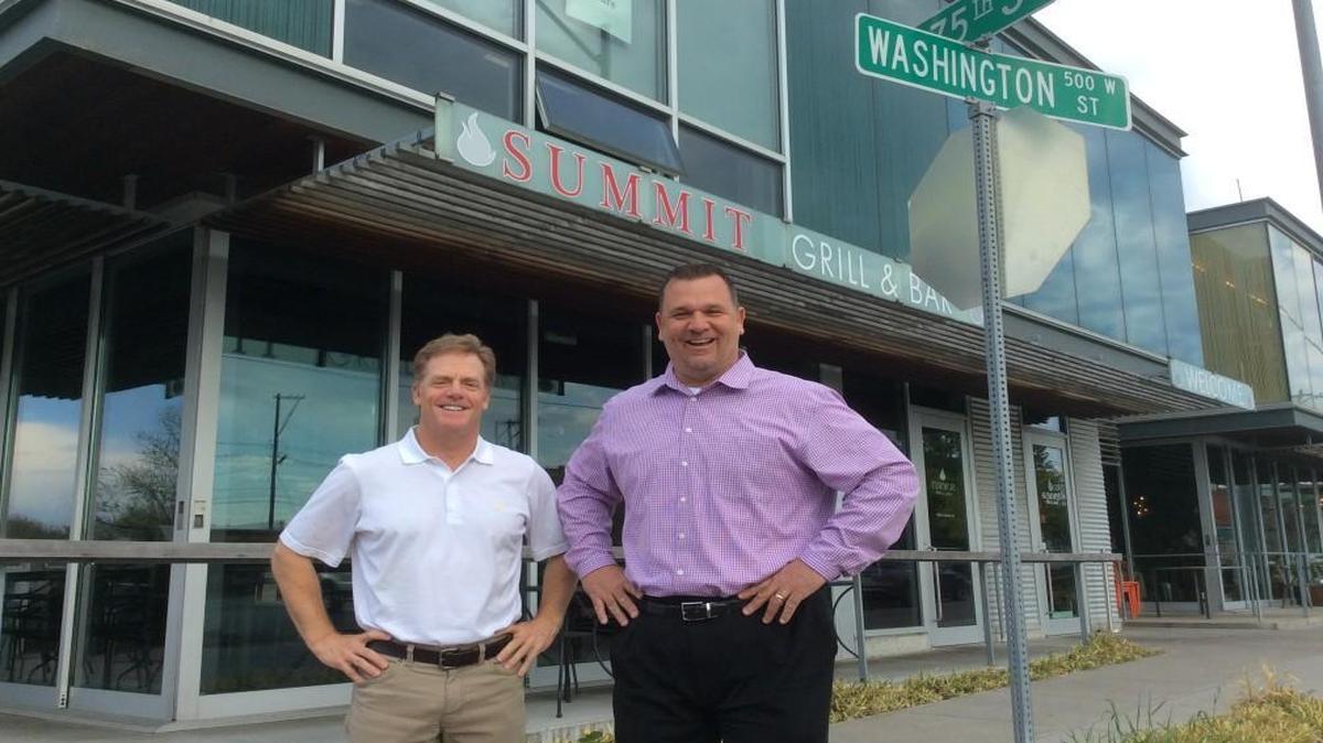 Ed Nelson (left) of 75th Street Brewery and Andy Lock, co-owner of Summit Grill in Waldo.
