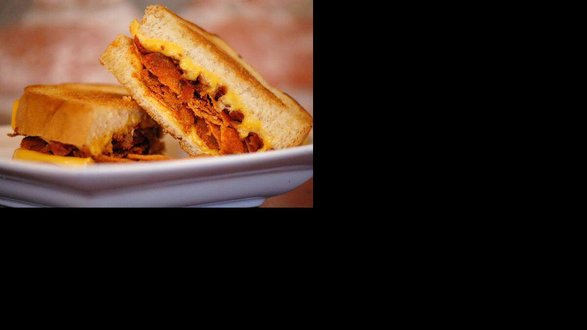 
Tom+Chee’s BBQ+Bacon grilled cheese sandwich.
