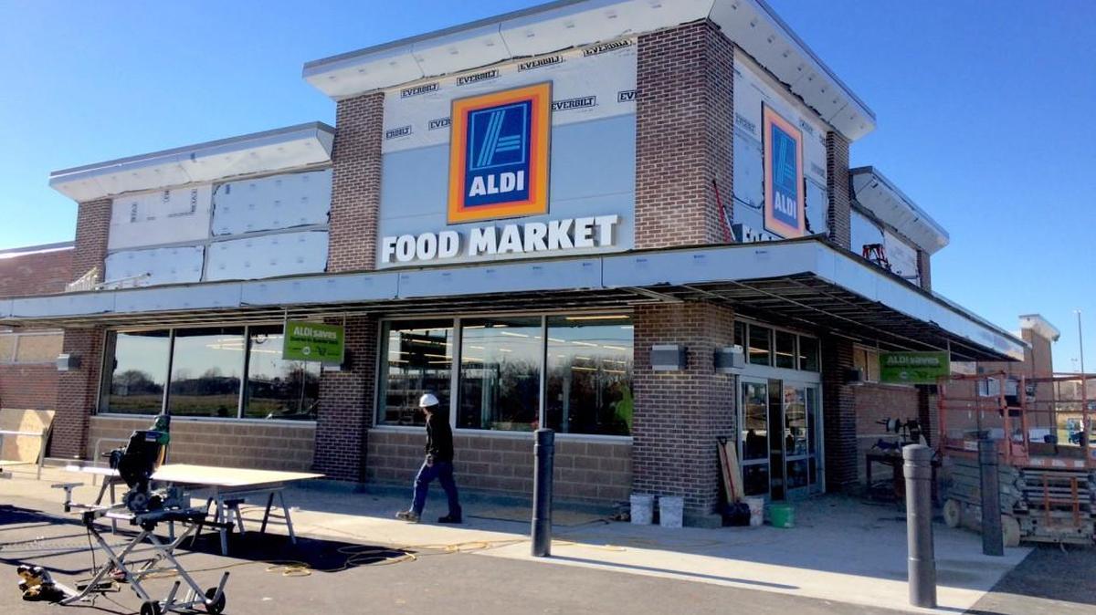 An Aldi Food Market, shown Dec. 5, is under construction at 8780 N. Ambassador Drive in Kansas City’s Northland.