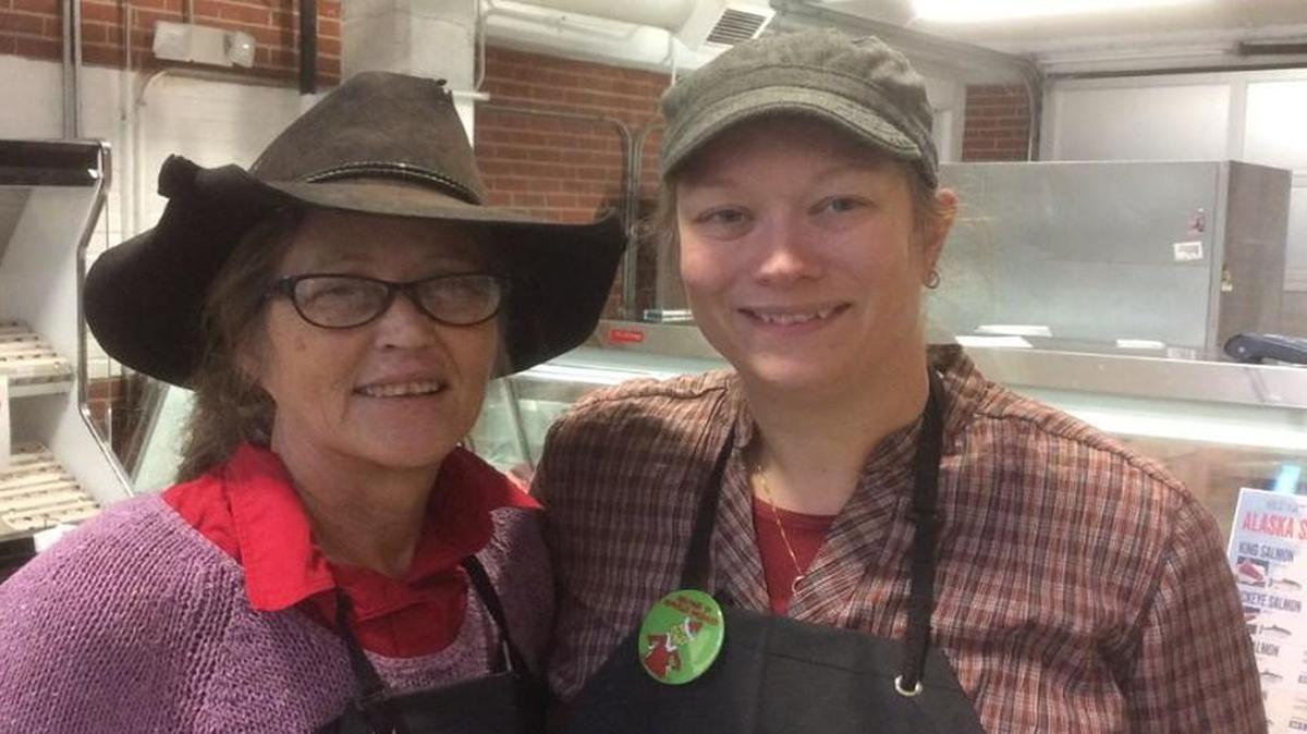 Partner Kim Wells, left, and store manager Kai McCoy of Wells Family Farm.