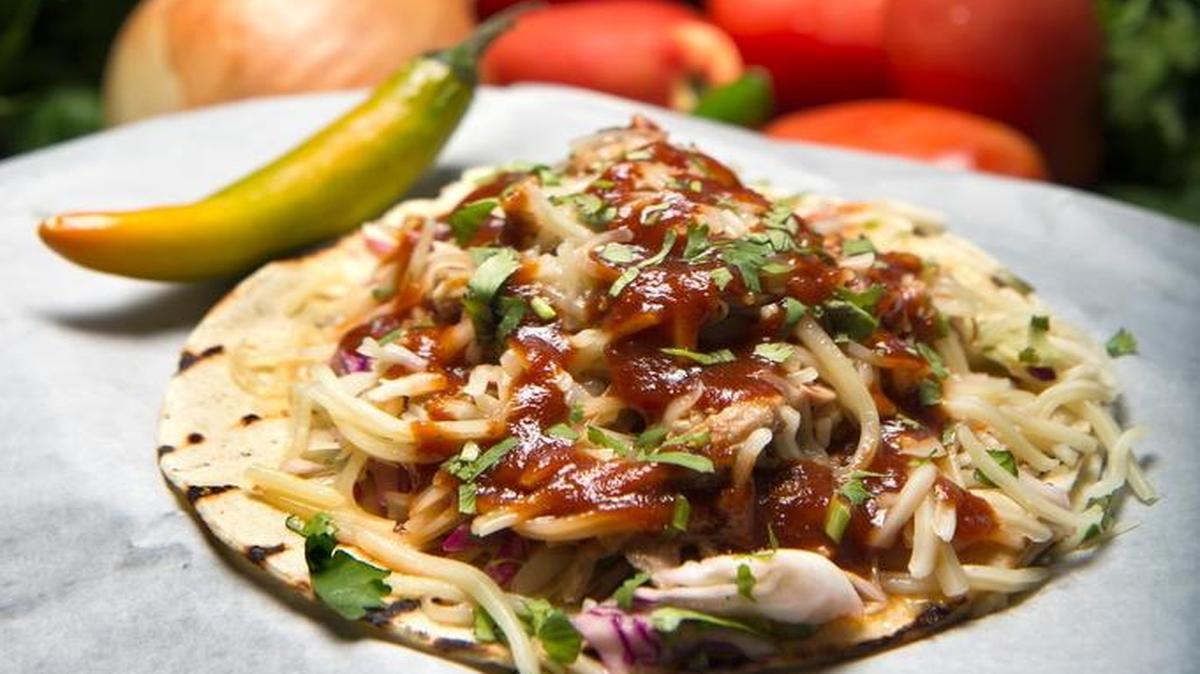 The BBQ pork taco from Kansas City Taco Company.