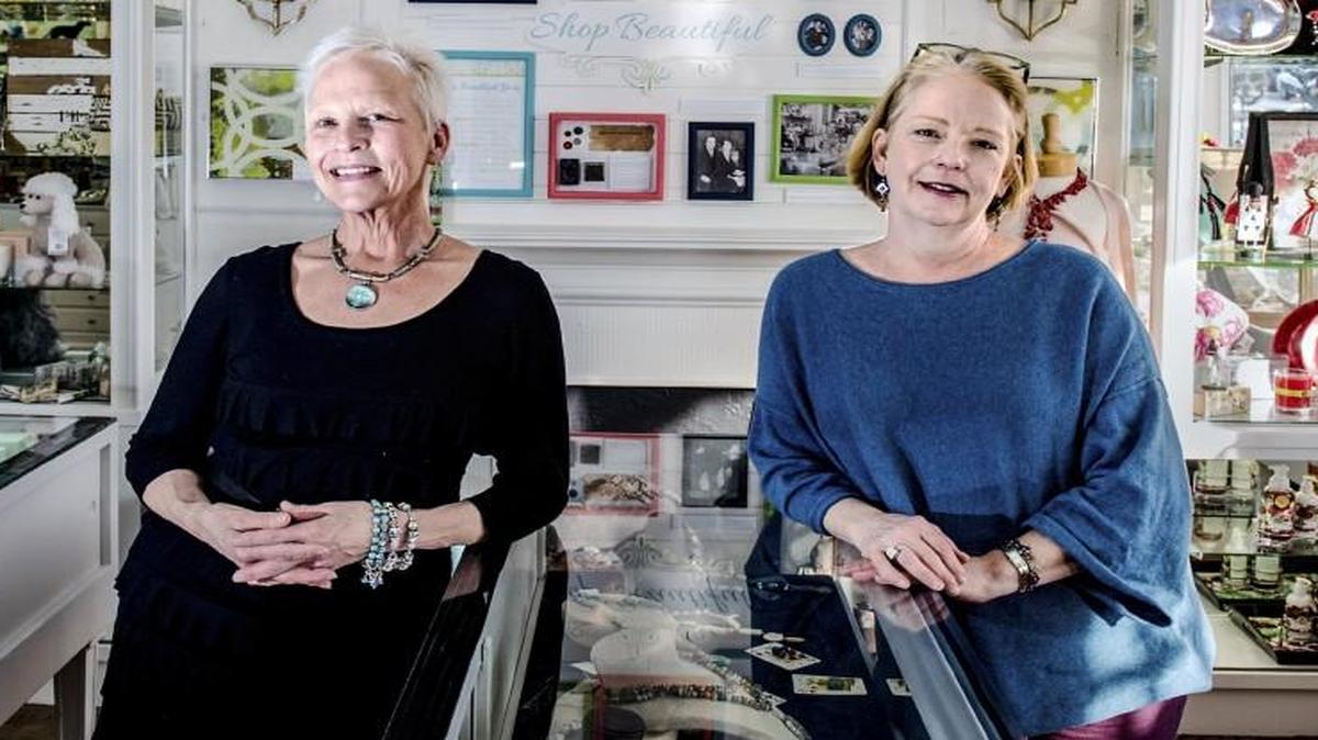 Sisters Abbey Fields (left) and Sarah Douglas’ family has owned Shop Beautiful in Brookside since the late 1960s. “We think of Shop Beautiful as a person — a classy Kansas City lady who is generous, vibrant and fashionable,” Fields says.