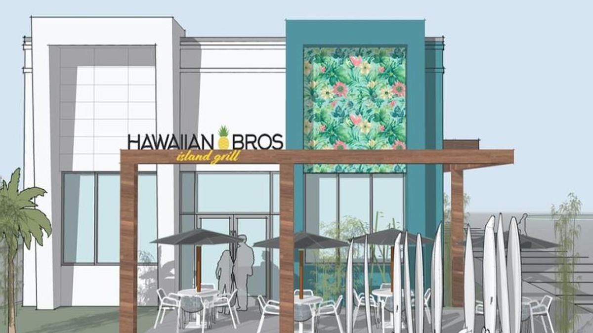 A rendering of Belton’s new Hawaiian Bros. Island Grill, formerly a Long John Silver’s.