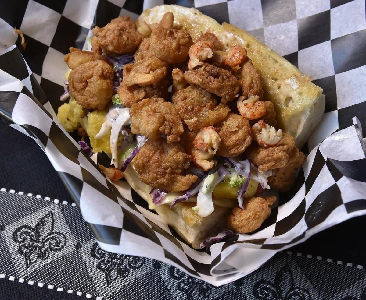 Mudbug is a Cajun-style restaurant with food truck at 4702 NE Vivion Road in the Northland. The shrimp po’boy is the most popular item.
