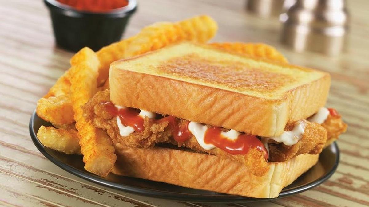 The Kickin Chicken sandwich is featured at Zaxby’s.
