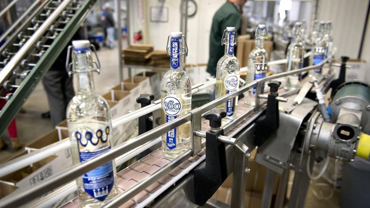 McCormick Distilling Company's new limited-edition, commemorative Kansas City Royals World Series Champs 360 vodka bottle was coming off the production line on March 17 in Weston.