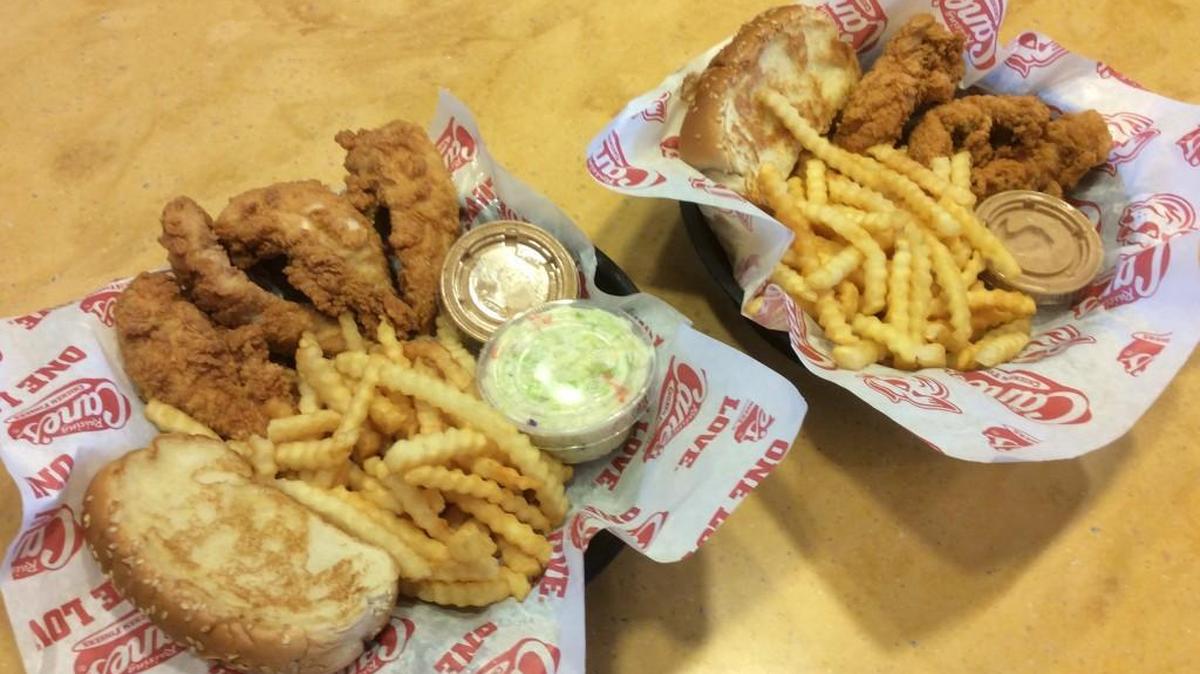 Raising Cane’s is known for its chicken fingers using “fresh, never frozen” chicken.