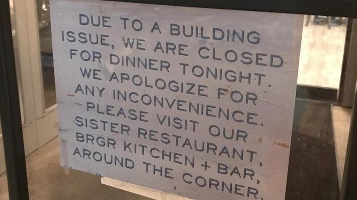 Urban Table in Prairie Village put up this sign on its door this week at 8232 Mission Road.