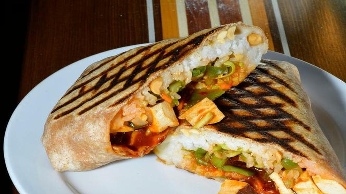 Longboards’ Kung Pao Wrap (with tofu instead of chicken).