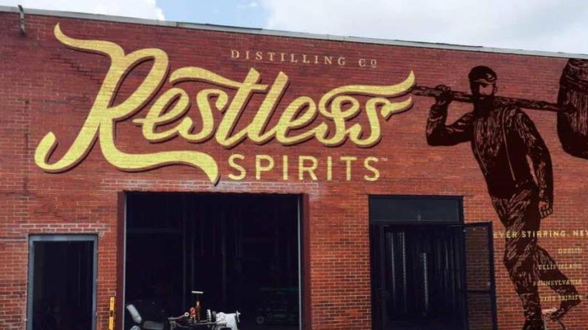 
A rendering of the new Restless Spirits Distilling Co., which is under construction in a 6,400-square-foot former warehouse building at 109 E. 18th Ave., across from Cinder Block. 
